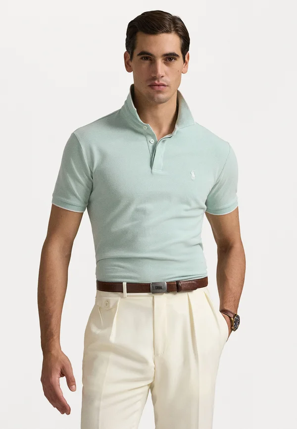 CUSTOM SLIM FIT STRETCH OXFORD MESH POLO - Poloshirt - celadon/white