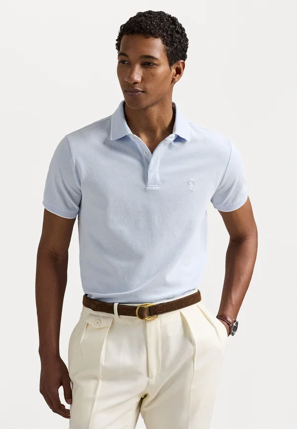 CUSTOM SLIM FIT STRETCH OXFORD MESH POLO - Poloshirt - office blue/white