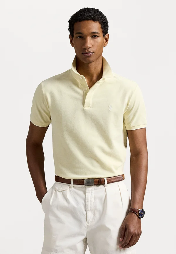 CUSTOM SLIM FIT STRETCH OXFORD MESH POLO - Poloshirt - wicket yellow/white