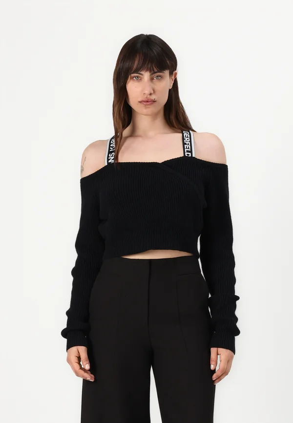 CUT OUT SWEATER - Strickpullover - black