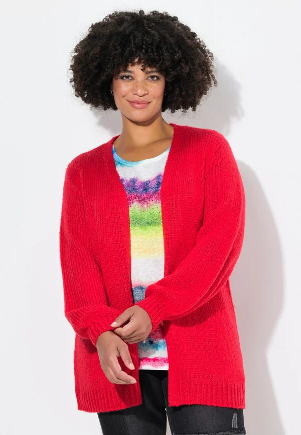 CUT WITH BALLOON SLEEVES - Strickjacke - salsa red