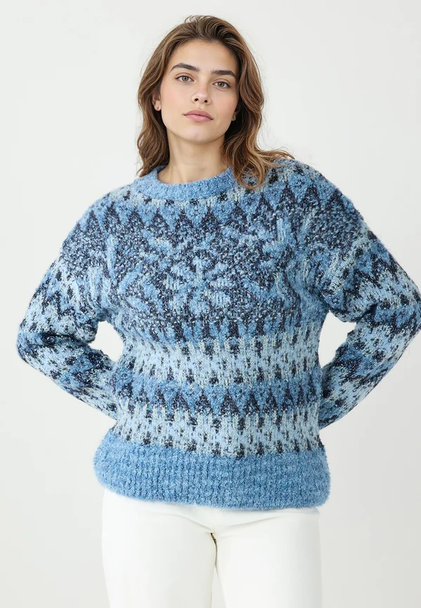 CYCLING COLLAR SNOWFLAKE PATTERN - Strickpullover - blue