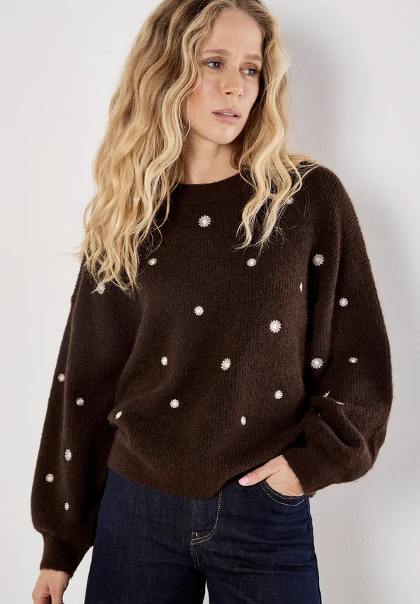 DAISY EMBROIDERED  - Strickpullover - brown