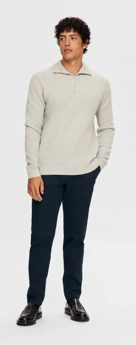 DANE STRUCTURE HALF ZIP - Strickpullover - light grey melange