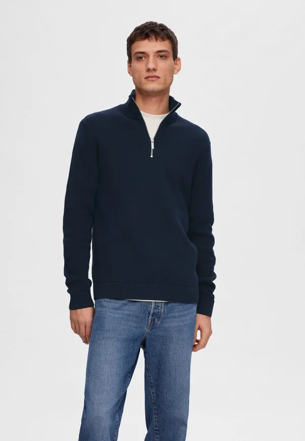 DANE STRUCTURE HALF ZIP - Strickpullover - sky captain