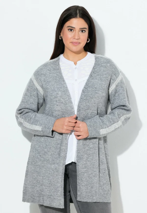 DECORATIVE SEAM OPEN SHAPE  - Strickjacke - pale mottled grey