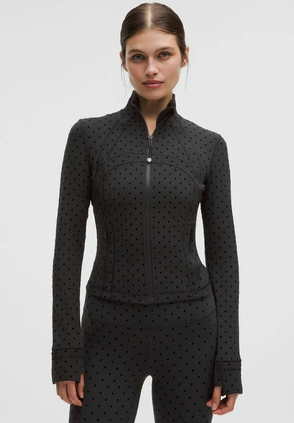 DEFINE CROPPED NULU FLOCKED - Sweatjacke - polka flock black