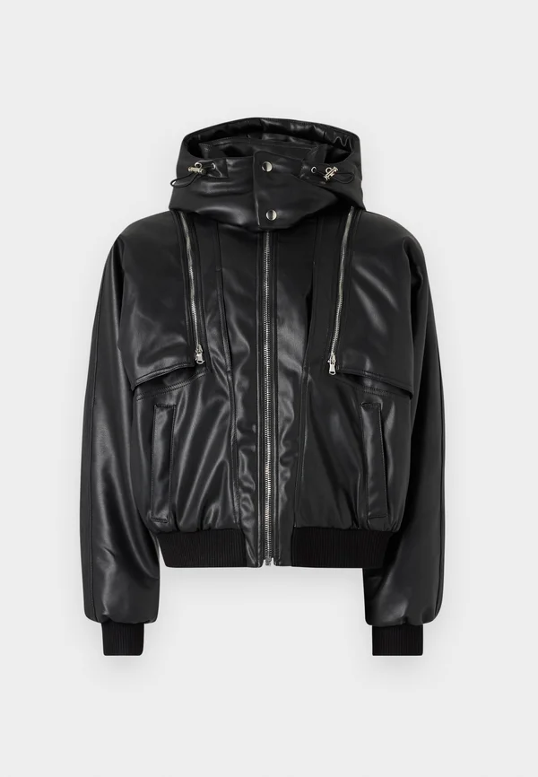 DETACHABLE SLEEVE PADDED JACKET UNISEX  - Kunstlederjacke - black