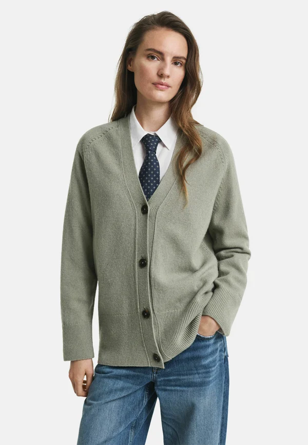 DETAIL - Strickjacke - faded sage