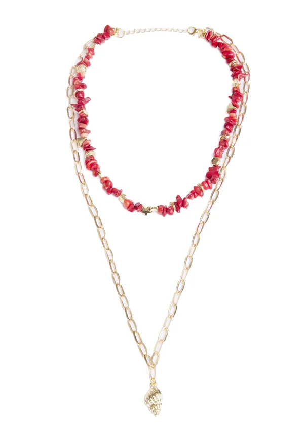 DETAILED SEASHELL FIGURED - Halskette - red