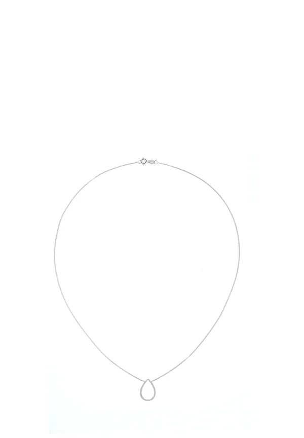 DIAMOND OPEN TEARDROP - Halskette - white gold-coloured
