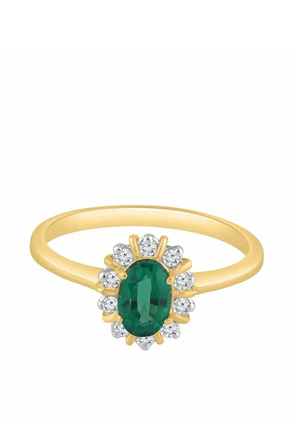 DIAMONDS AND CREATED EMERALD - Ring - yellow gold-coloured