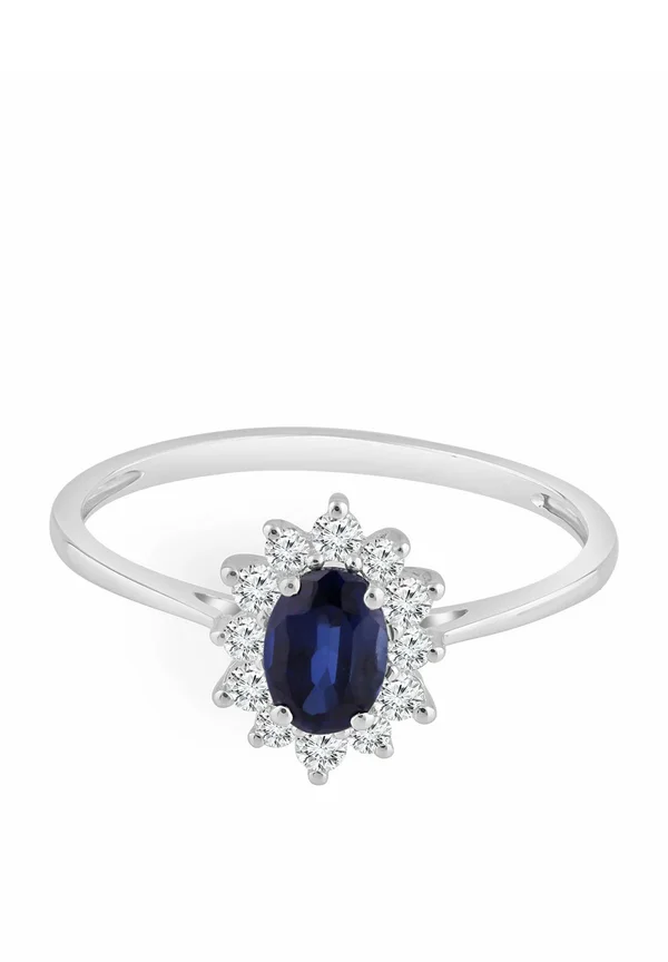 DIAMONDS AND CREATED SAPPHIRE - Ring - white gold-coloured