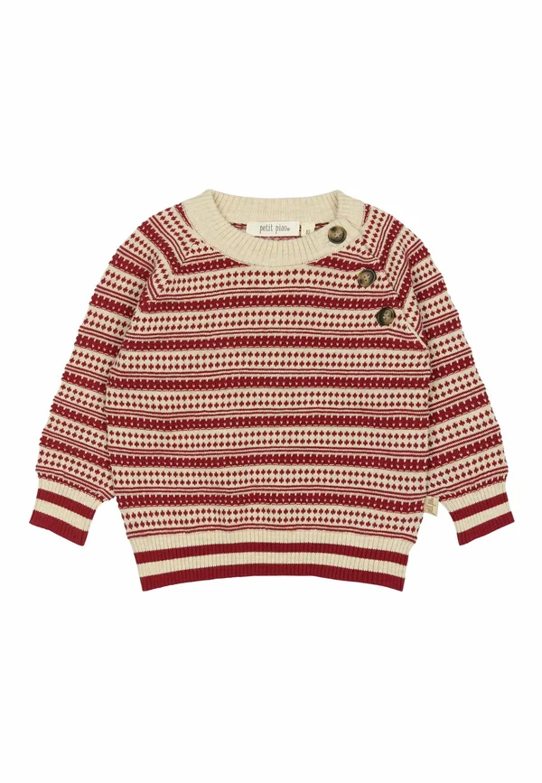 DIRCH NORDIC - Strickpullover - dark off white biking red