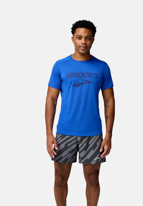 DISTANCE SHORT SLEEVE - T-Shirt print - neo blue brooks logo
