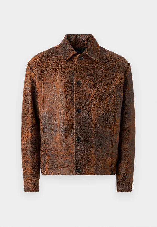 DISTRESSED UNISEX - Lederjacke - black