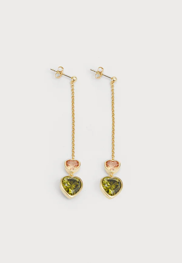 DOUBLE BASE HEART LINEAR DROP EARRINGS - Ohrringe - gold-coloured/multi-coloured