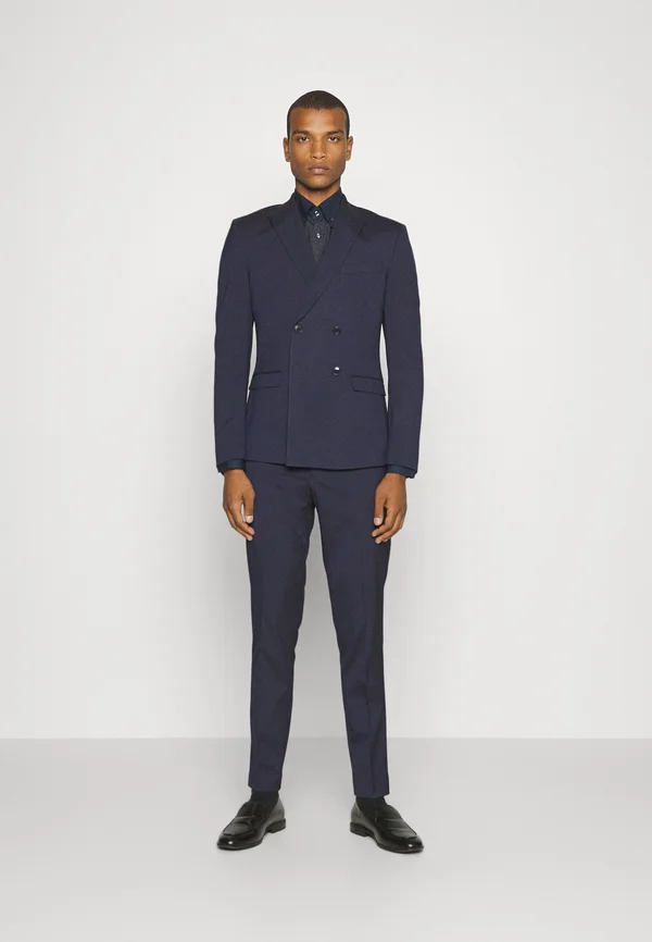 DOUBLE BREASTED PLAIN SLIM FIT SUIT - Anzug - navy