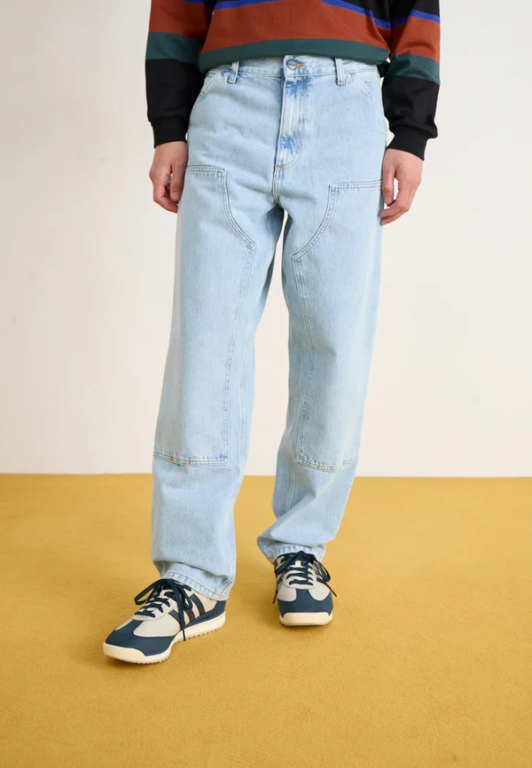 DOUBLE KNEE PANT - Jeans Straight Leg - blue heavy stone bleached