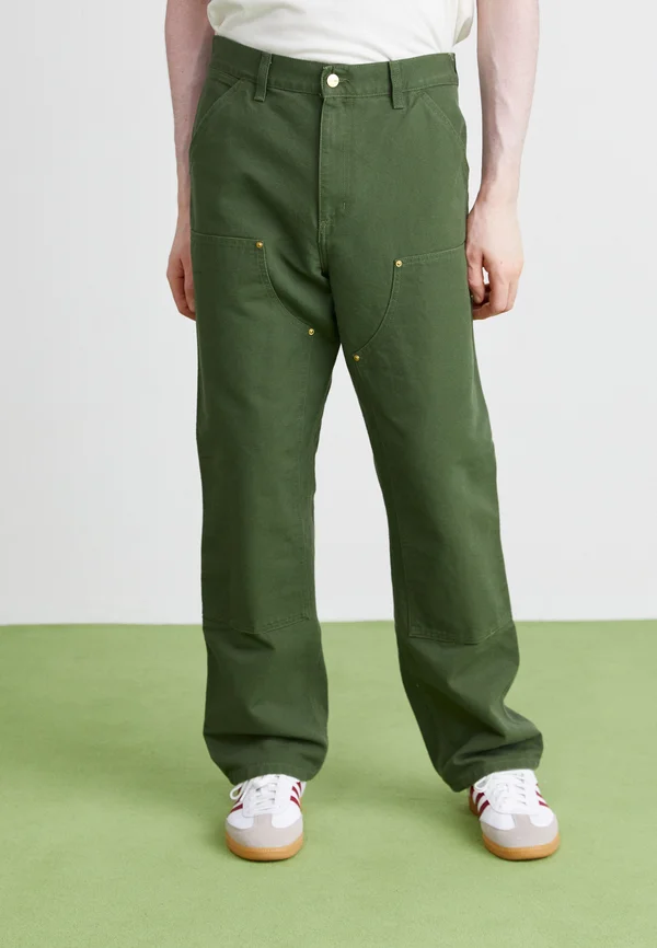 DOUBLE KNEE PANT - Stoffhose - tarragon rinsed