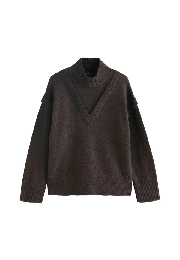 DOUBLE LAYER  - Strickpullover - chocolate brown