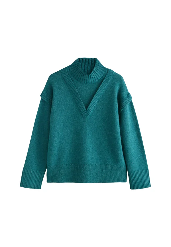 DOUBLE LAYER  - Strickpullover - teal blue