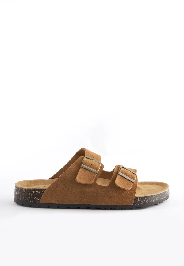 DOUBLE STRAP STANDARD - Pantolette flach - tan brown