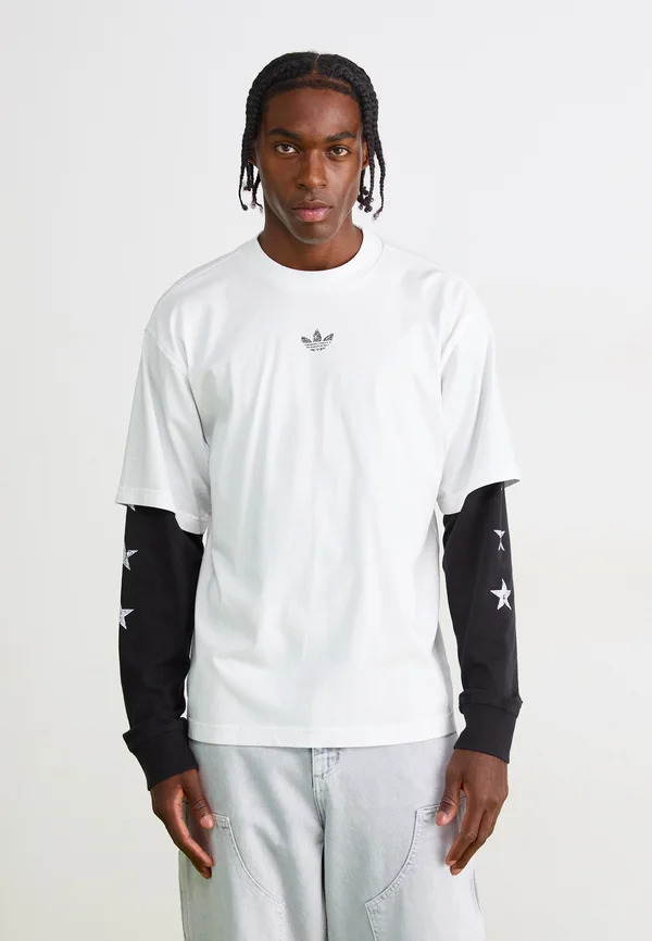 DOUBLE TEE - Langarmshirt - white/black