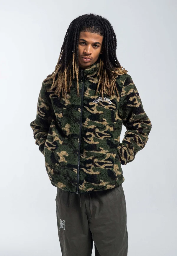 DRAGON ROSE CAMO ZIP THRU BORG - Fleecejacke - green camo