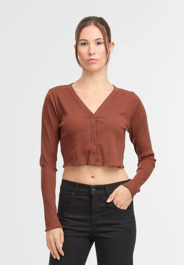 DRAKEY L/S CROPPED BG - Strickjacke - cappuccinobrown