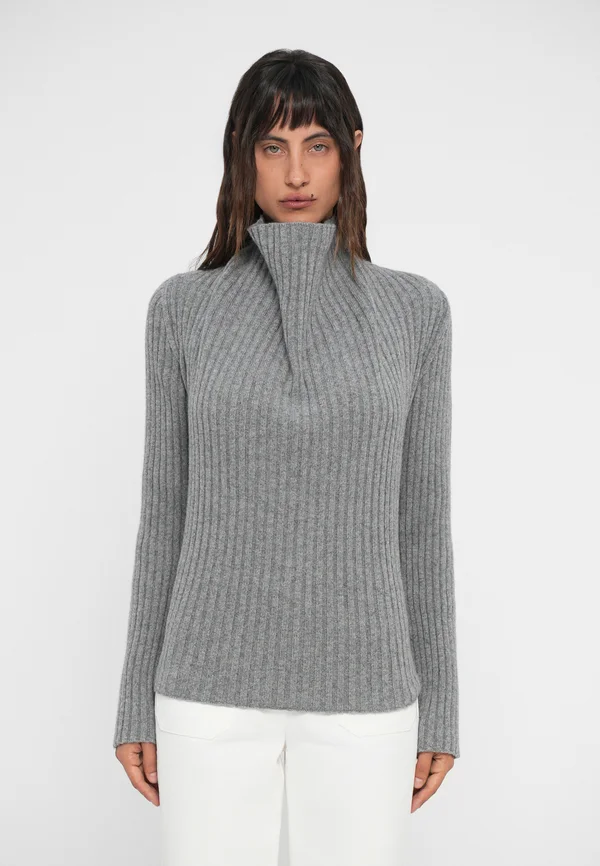 DRAPED JUMPER - Strickpullover - grey melange