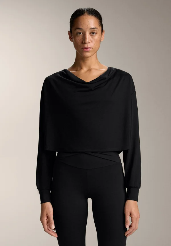 DRAPED NECK - Langarmshirt - black