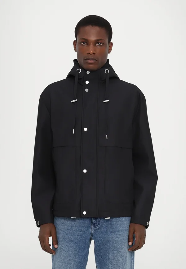 DRAWSTRING WINDBREAKER - Windbreaker - black