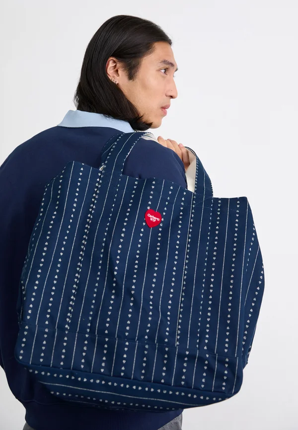 DREWE TOTE BIG UNISEX - Shopping Bag - heart pinstripe/ink/natural