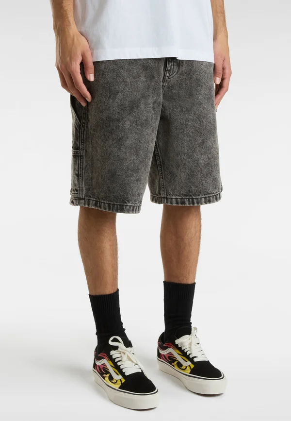 DRILL CHORE LOOSE - Jeans Shorts - stonewash black
