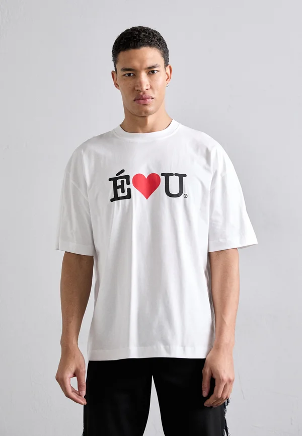 E LOVES U - T-Shirt print - white