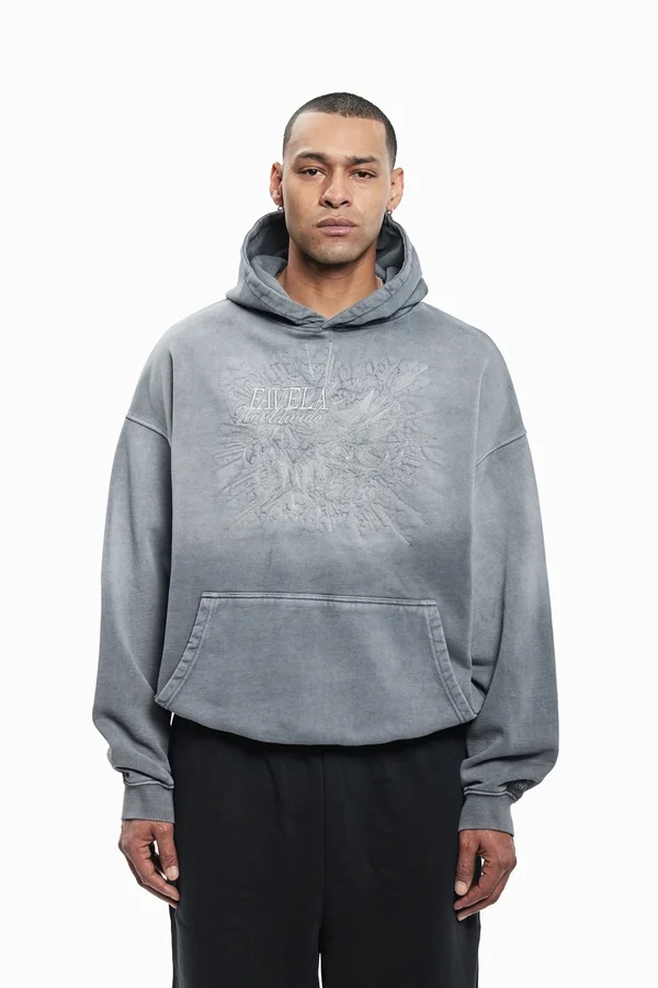 EAGLE EMBROIDERY HOODIE UNISEX - Kapuzenpullover - grey washed