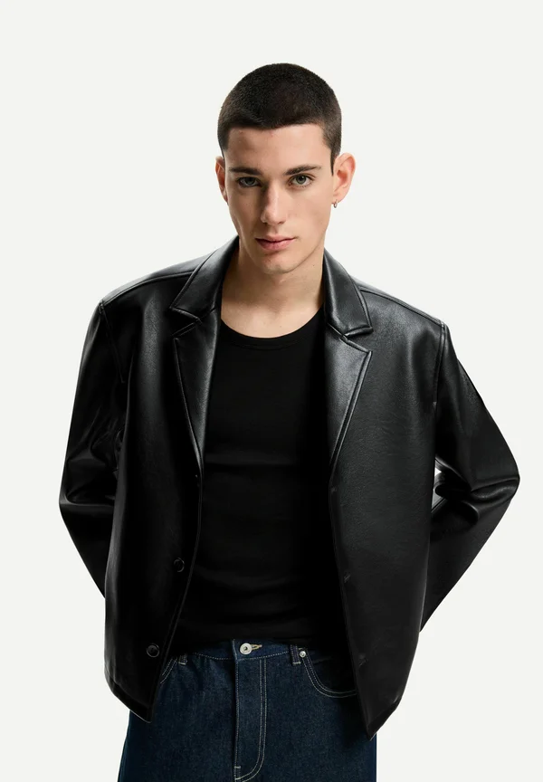 EFFECT CROPPED - Kunstlederjacke - black