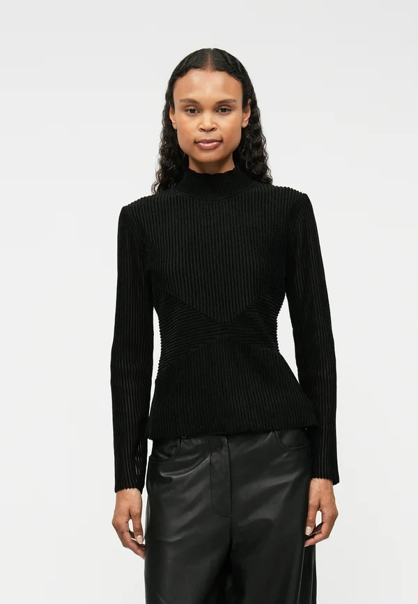 ELEGANT FLOCK MOCK NECK - Strickpullover - black