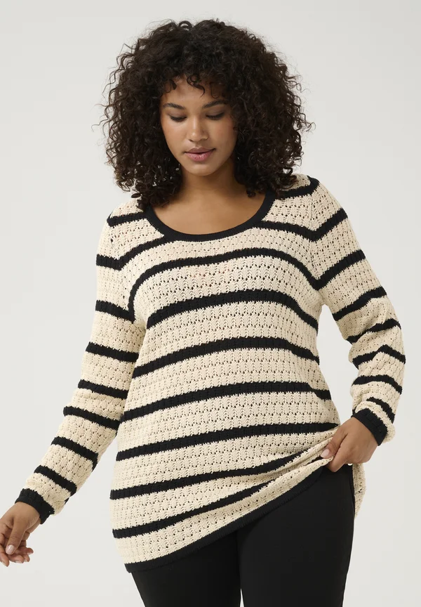 ELINA - Strickpullover - feather gray black stripe