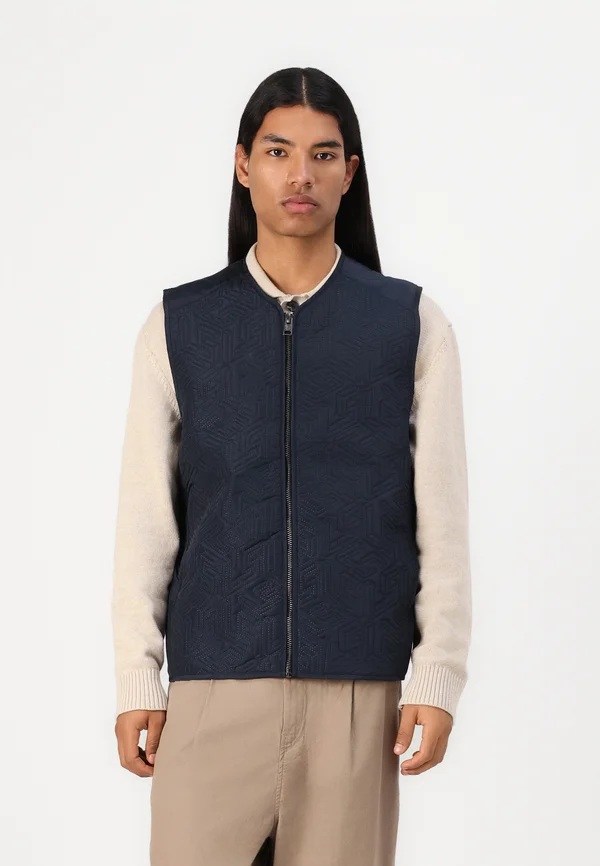 EMBLEM QUILTED GILET - Weste - dark navy