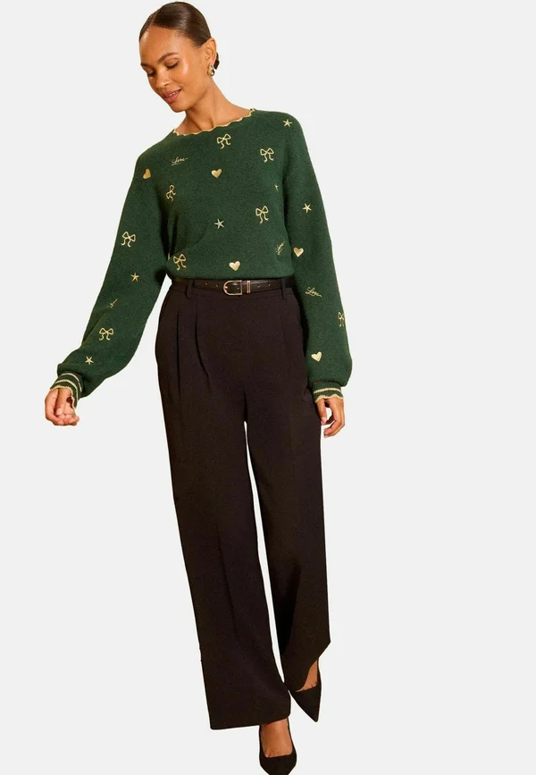 EMBROIDERED COSY  - Strickpullover - forest green bow