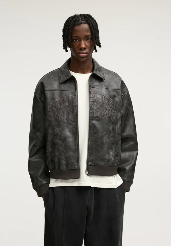 EMBROIDERED - Kunstlederjacke - black