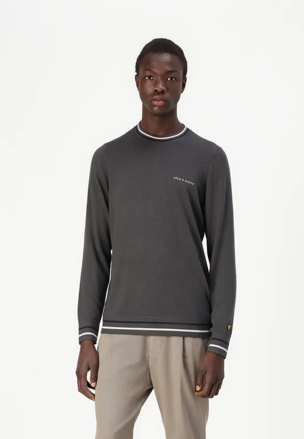 EMBROIDERED TIPPED CREW NECK - Strickpullover - gunmetal