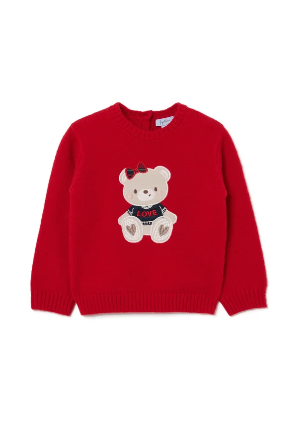 EMBROIDERY - Strickpullover - cherry red