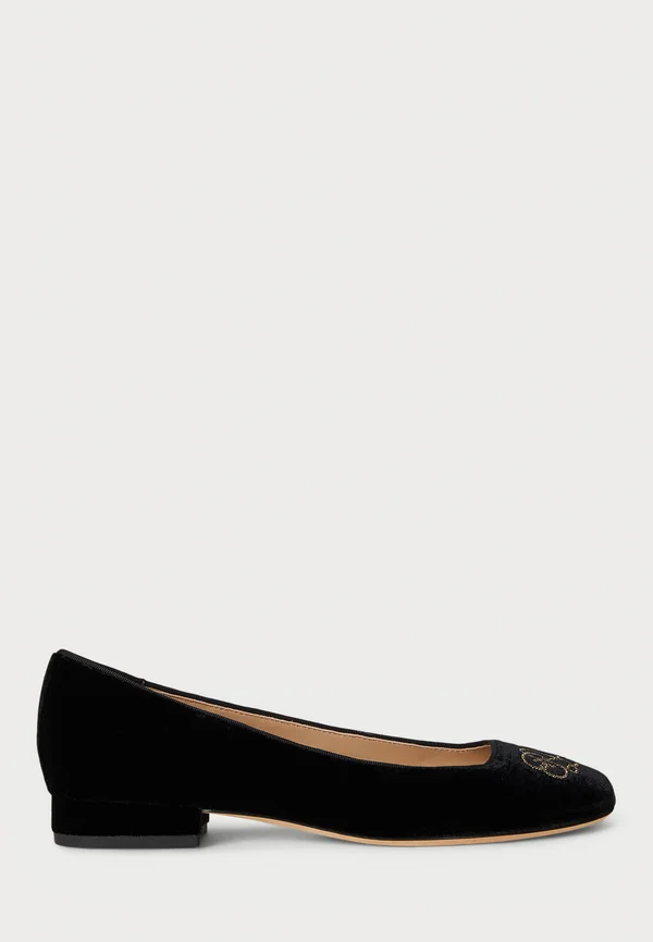 EMELLIE LOGO VELVET BALLET FLAT - Klassischer Ballerina - black