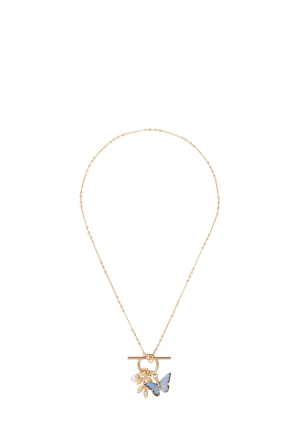 Enamel Blue Butterfly & Leaf - Halskette - gold coloured