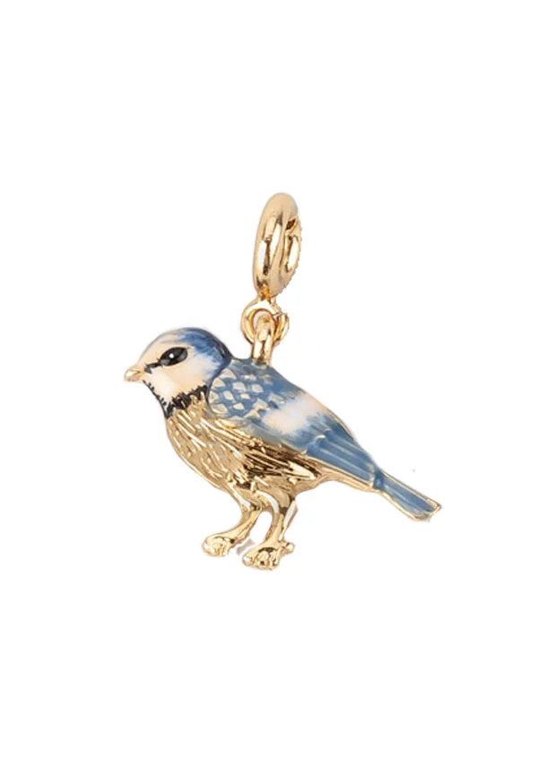 Enamel Blue Tit - Charm - blue gold-coloured