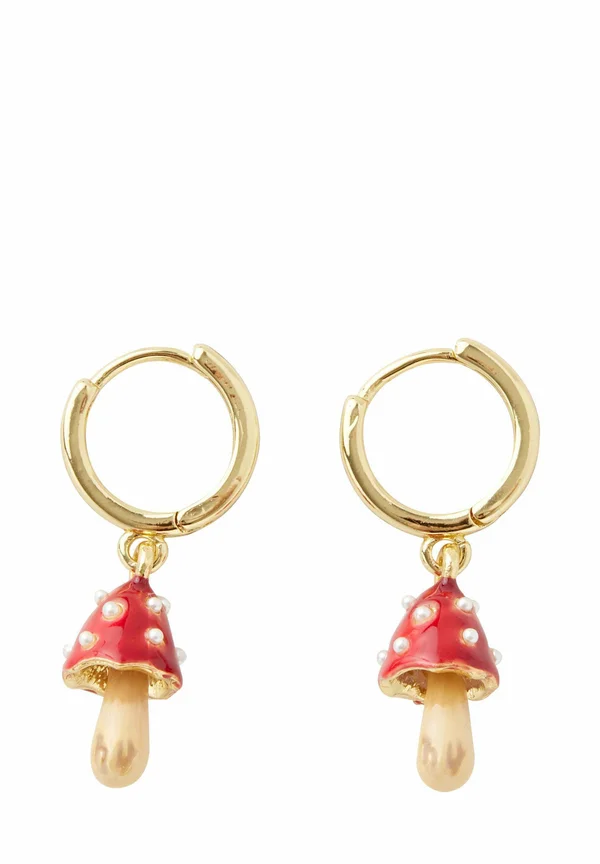 Enamel Mushroom Huggie - Ohrringe - red white gold coloured