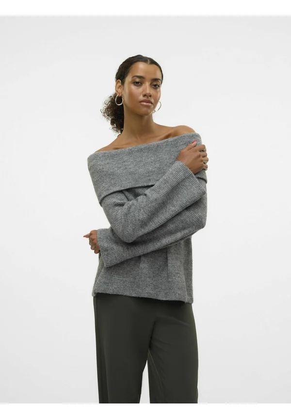 ERA LS OFF SHOULDER GA NOOS - Strickpullover - medium grey melange